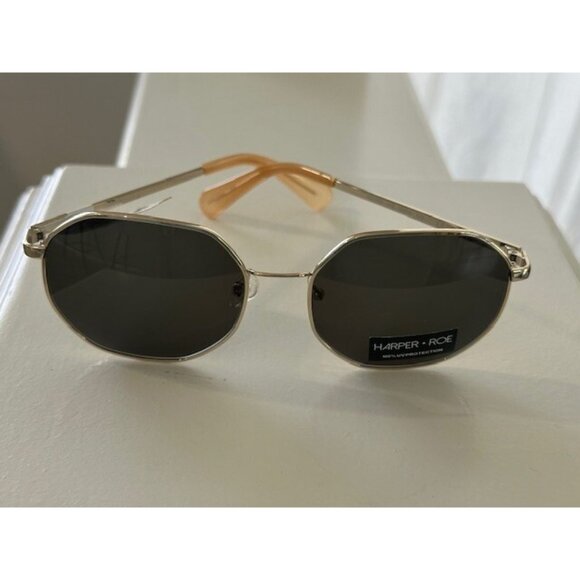 HARPER + ROE Rx’able Sunglasses Shiny Light Gold HR3003 56-18-139 Wire Geometric - Picture 3 of 11